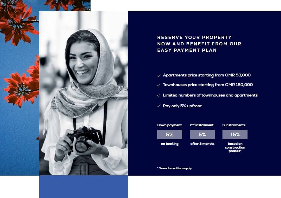 نحوه پرداخت ویلاهای غدیر در پروژه مروج واقع در شهرک الموج در شهر مسقط در کشور سلطنت عمان