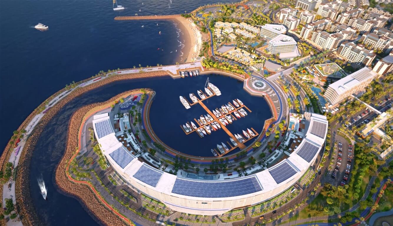 اقامتگاه مجلل آپارتمانی نیکی بیچ مسقط Nikki Beach Residence Muscat در کشور عمان شهرک یتی از بالا