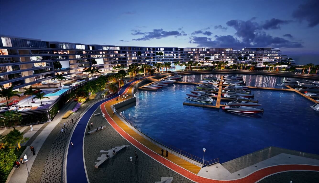 اقامتگاه مجلل آپارتمانی نیکی بیچ مسقط Nikki Beach Residence Muscat در کشور عمان شهرک یتی در شب