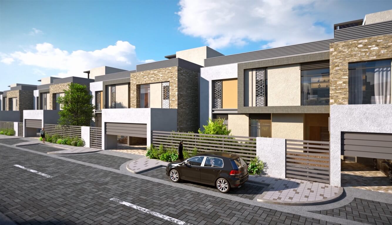 نما از خیابان ویلاهای تاون هاوس شهرک یتی واقع در شهر مسقط پایتخت کشور عمان. خرید ملک در عمان برای دریافت اقامت عمان