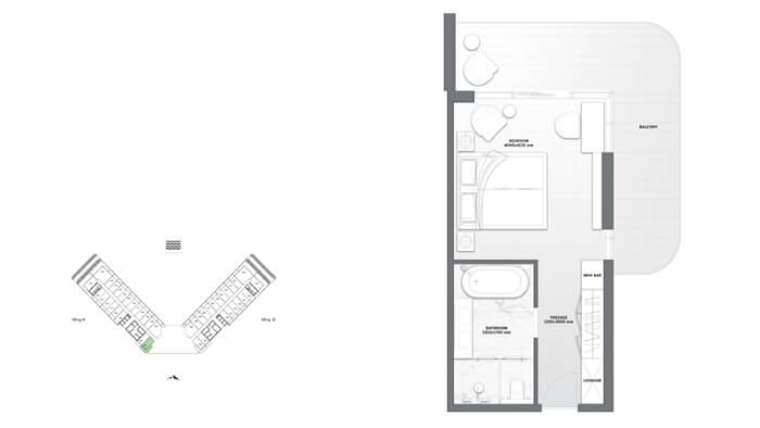 نمونه نقشه سوییت هتل ترامپ در هتل ترامپ عمان - شهرک آیدا