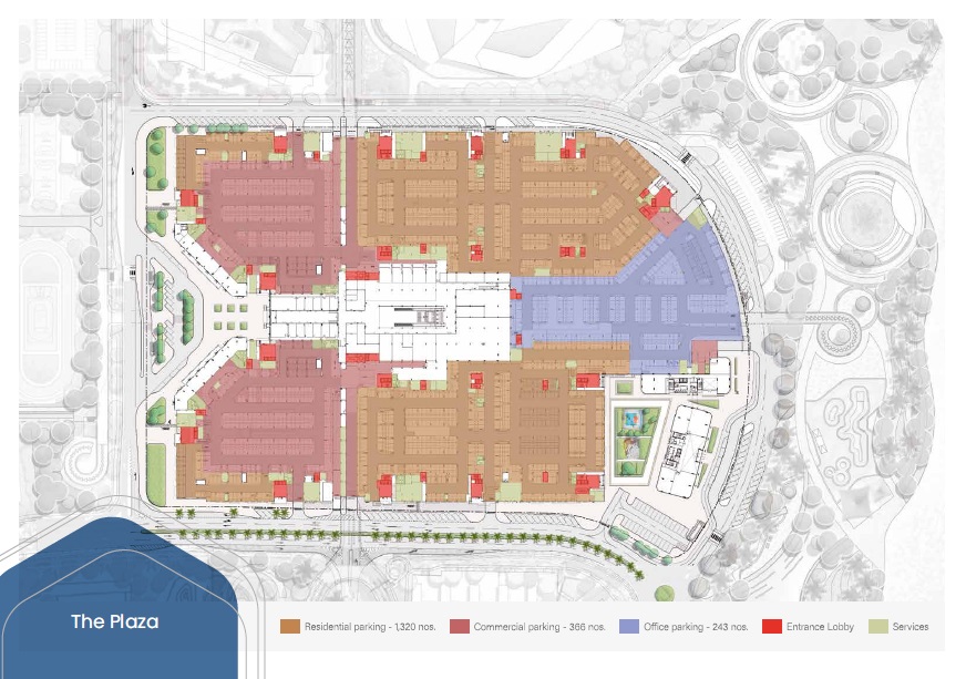 نقشه و مشخصات پارکینگ های آپارتمان های پلازا در شهرک یتی