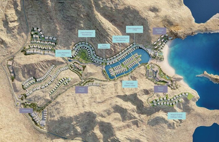 نقشه شهرک خلیج مسقط در عمان - املاک ITC عمان در شهرک مسقط بی - خرید آپارتمان و ویلاهای لوکس عمان